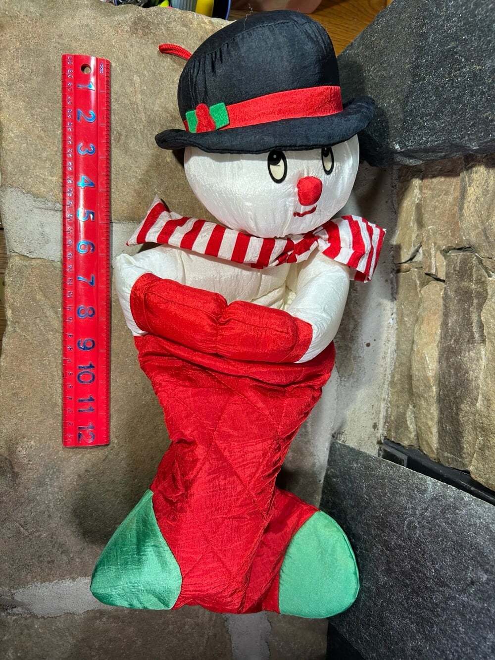 Vintage Nylon Snowman Christmas Stocking